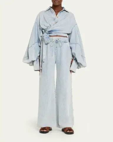 Zimmermann Denim Wrap Top | Thumbnail 2 Zimmermann Denim Wrap Top | Thumbnail 2