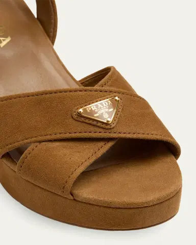 Prada Triangle Suede Platform Sandals | Thumbnail 3 Prada Triangle Suede Platform Sandals | Thumbnail 3