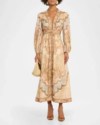 Zimmermann Wanderlust Plunge Midi Dress | Thumbnail 6