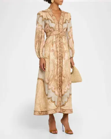 Zimmermann Wanderlust Plunge Midi Dress | Thumbnail 8