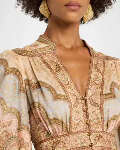 Zimmermann Wanderlust Plunge Midi Dress | Thumbnail 9