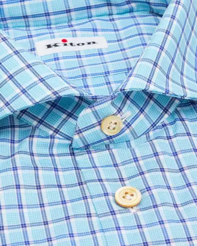 Kiton Men's Cotton Check Classic-Fit Dress Shirt | Thumbnail 2
