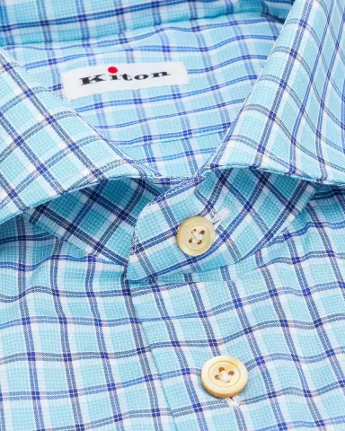 Kiton Men's Cotton Check Classic-Fit Dress Shirt | Thumbnail 3