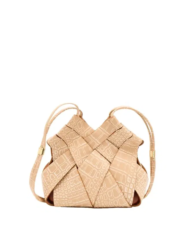 Charlotte Woven Embossed Leather Crossbody Bag