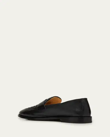 Brunello Cucinelli Men's Woven Vamp Leather Penny Loafers | Thumbnail 6