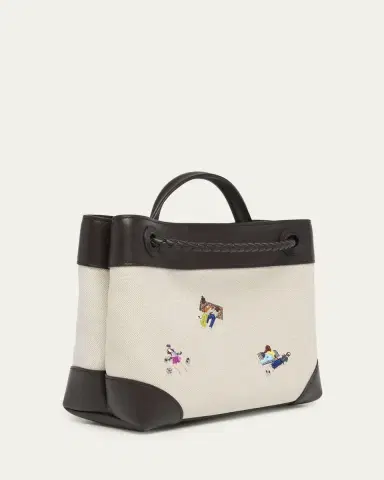Bottega Veneta Andiamo Small Embroidered Canvas Top-Handle Bag | Thumbnail 2