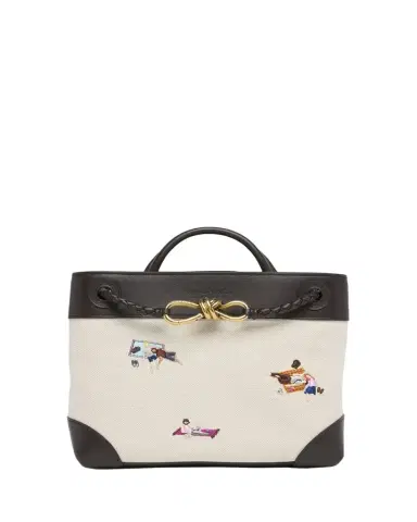 Bottega Veneta Andiamo Small Embroidered Canvas Top-Handle Bag | Thumbnail 1