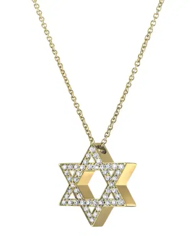 Procaccia Jewelry 18K Yellow Gold Large Star of David Pave Diamond Necklace | Thumbnail 1 Procaccia Jewelry 18K Yellow Gold Large Star of David Pave Diamond Necklace | Thumbnail 1