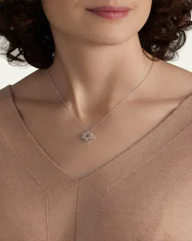Procaccia Jewelry 18K Rose Gold Large Star of David Pave Diamond Necklace | Thumbnail 2 Procaccia Jewelry 18K Rose Gold Large Star of David Pave Diamond Necklace | Thumbnail 2