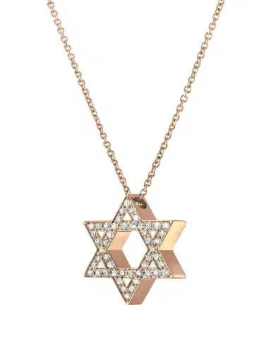Procaccia Jewelry 18K Rose Gold Large Star of David Pave Diamond Necklace | Thumbnail 1 Procaccia Jewelry 18K Rose Gold Large Star of David Pave Diamond Necklace | Thumbnail 1