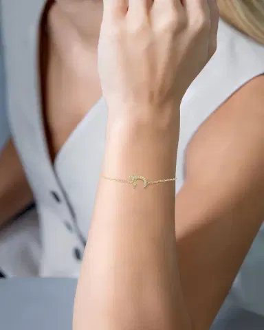 Procaccia Jewelry 18K Yellow Gold Diamond Pave Chai Bracelet | Thumbnail 2