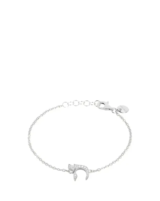 Procaccia Jewelry 18K White Gold Diamond Pave Chai Bracelet