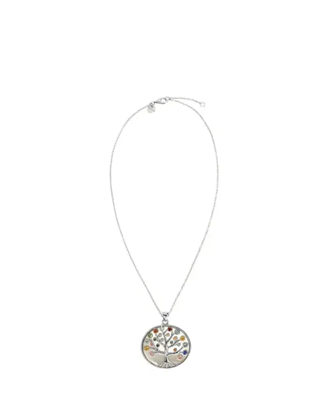 Procaccia Jewelry 18K White Gold Tree of Life Medallion Necklace