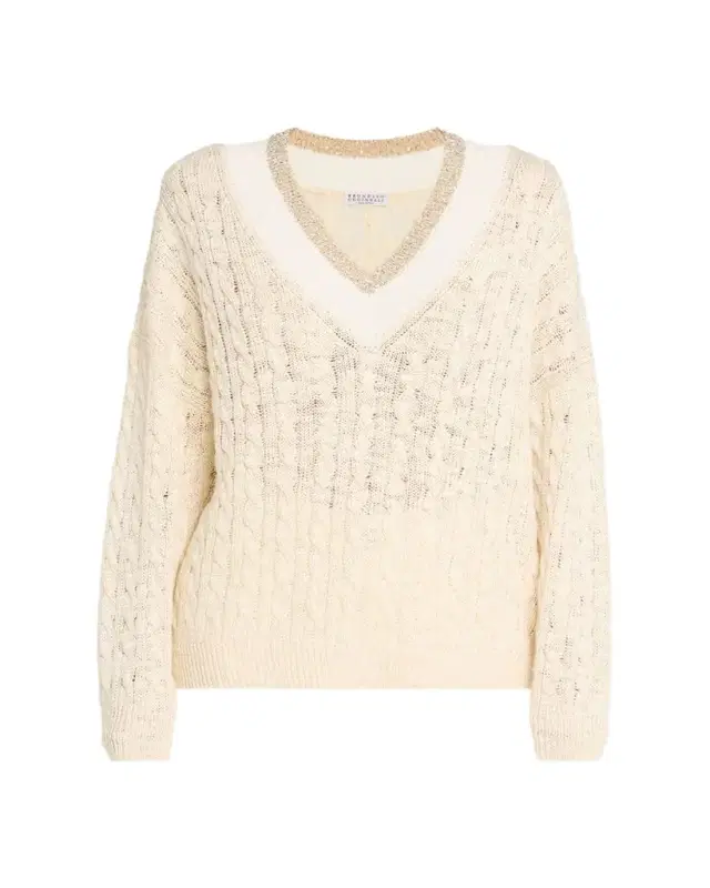 Brunello Cucinelli Oversized Sequin Cable-Knit Sweater