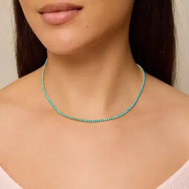 Jennifer Meyer 3-Prong Turquoise Tennis Necklace | Thumbnail 5 Jennifer Meyer 3-Prong Turquoise Tennis Necklace | Thumbnail 5