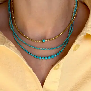Jennifer Meyer 3-Prong Turquoise Tennis Necklace | Thumbnail 6 Jennifer Meyer 3-Prong Turquoise Tennis Necklace | Thumbnail 6
