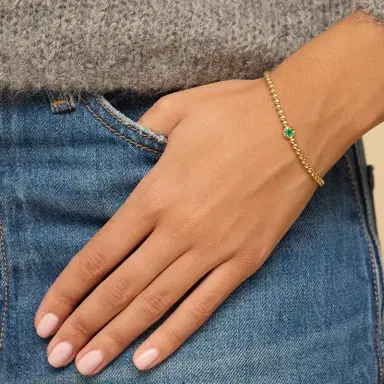 Jennifer Meyer Bezel Tennis Bracelet With Illusion Set Emerald Center | Thumbnail 2