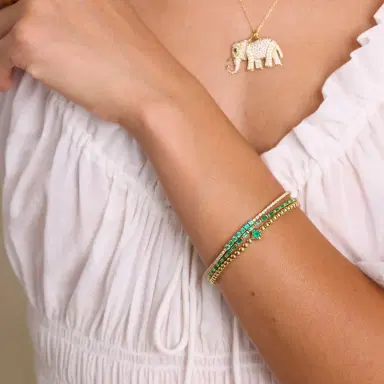 Jennifer Meyer Bezel Tennis Bracelet With Illusion Set Emerald Center | Thumbnail 3 Jennifer Meyer Bezel Tennis Bracelet With Illusion Set Emerald Center | Thumbnail 3