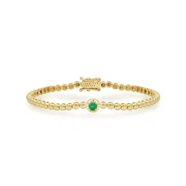 Jennifer Meyer Bezel Tennis Bracelet With Illusion Set Emerald Center | Thumbnail 1