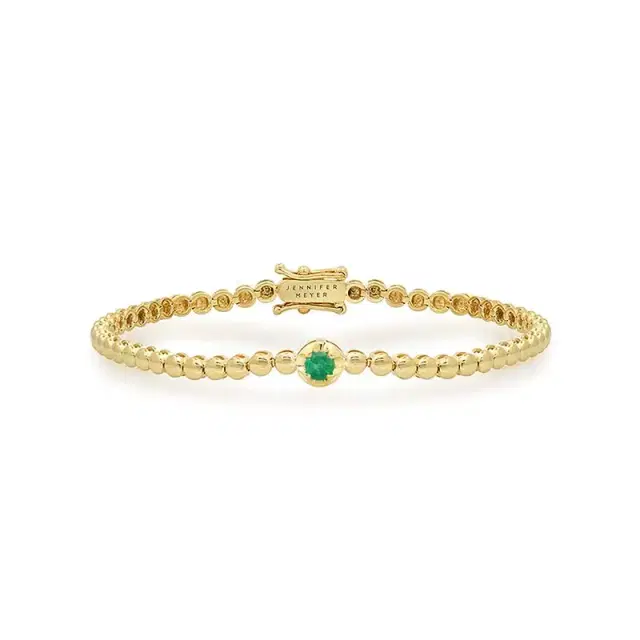 Jennifer Meyer Bezel Tennis Bracelet With Illusion Set Emerald Center