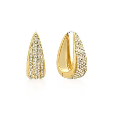 Jennifer Meyer Elongated Teardrop Huggies With Diamond Pave | Thumbnail 2 Jennifer Meyer Elongated Teardrop Huggies With Diamond Pave | Thumbnail 2