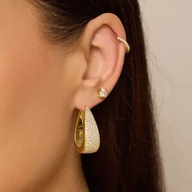 Jennifer Meyer Elongated Teardrop Huggies With Diamond Pave | Thumbnail 5 Jennifer Meyer Elongated Teardrop Huggies With Diamond Pave | Thumbnail 5