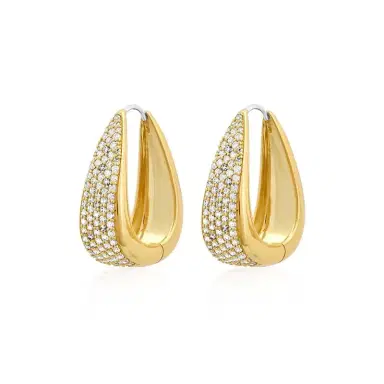 Jennifer Meyer Elongated Teardrop Huggies With Diamond Pave | Thumbnail 1 Jennifer Meyer Elongated Teardrop Huggies With Diamond Pave | Thumbnail 1