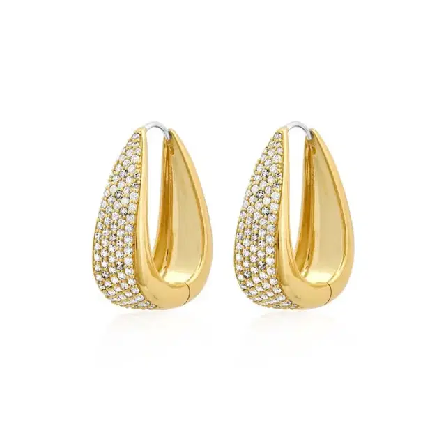Jennifer Meyer Elongated Teardrop Huggies With Diamond Pave