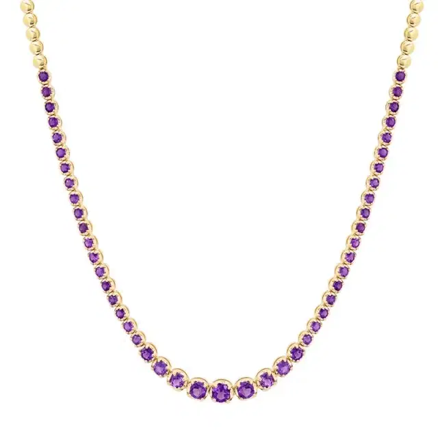 Jennifer Meyer Graduated Amethyst Tennis Necklace