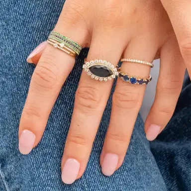 Jennifer Meyer Graduated Blue Sapphire Ring | Thumbnail 2 Jennifer Meyer Graduated Blue Sapphire Ring | Thumbnail 2
