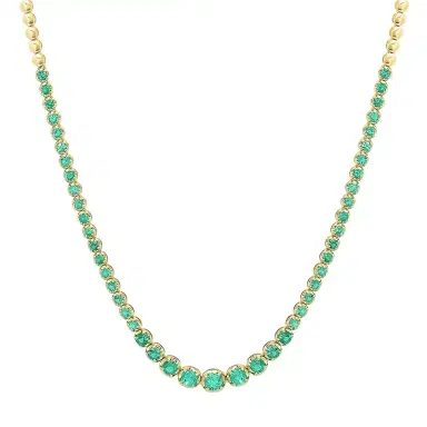 Jennifer Meyer Graduated Emerald Tennis Necklace | Thumbnail 1 Jennifer Meyer Graduated Emerald Tennis Necklace | Thumbnail 1