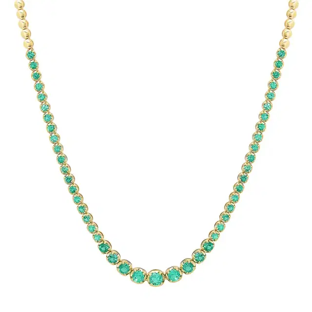 Jennifer Meyer Graduated Emerald Tennis Necklace