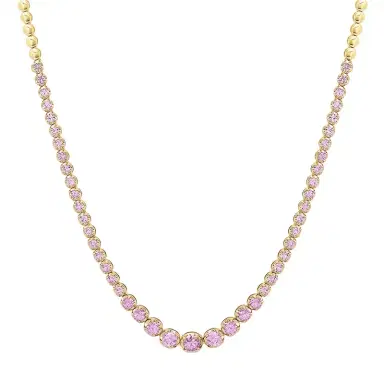 Jennifer Meyer Graduated Pink Sapphire Tennis Necklace | Thumbnail 1 Jennifer Meyer Graduated Pink Sapphire Tennis Necklace | Thumbnail 1