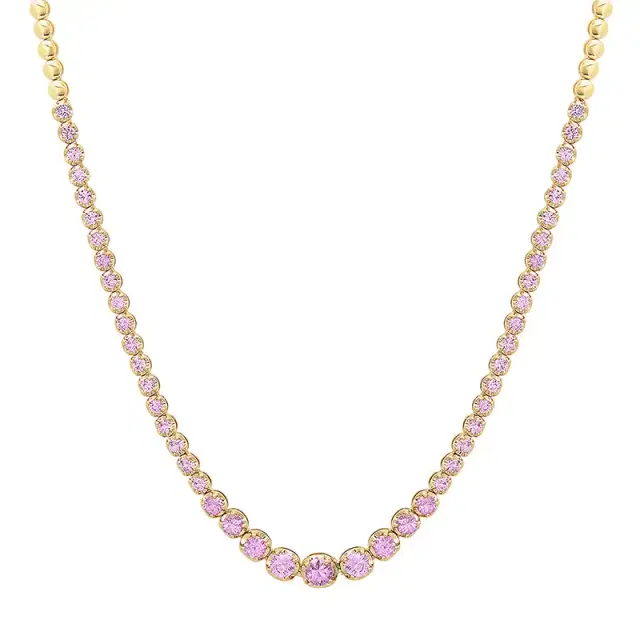 Jennifer Meyer Graduated Pink Sapphire Tennis Necklace