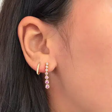 Jennifer Meyer Graduated Pink Sapphire Tennis Studs | Thumbnail 3 Jennifer Meyer Graduated Pink Sapphire Tennis Studs | Thumbnail 3