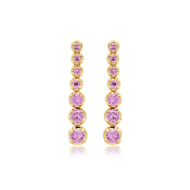 Jennifer Meyer Graduated Pink Sapphire Tennis Studs