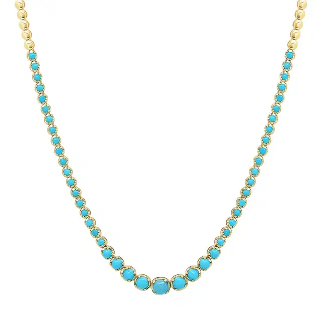 Jennifer Meyer Graduated Turquoise Tennis Necklace
