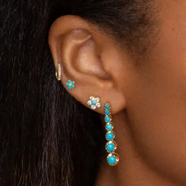 Jennifer Meyer Graduated Turquoise Tennis Studs | Thumbnail 4 Jennifer Meyer Graduated Turquoise Tennis Studs | Thumbnail 4