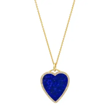 Jennifer Meyer Lapis Inlay Heart Necklace with Diamonds | Thumbnail 3 Jennifer Meyer Lapis Inlay Heart Necklace with Diamonds | Thumbnail 3