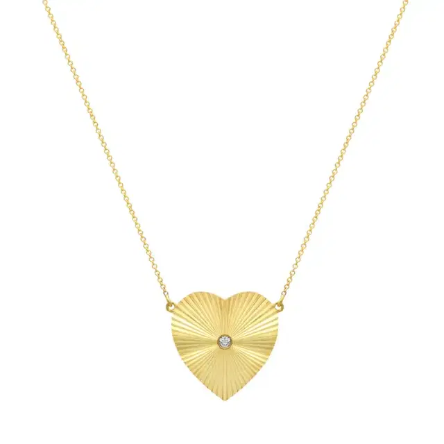 Jennifer Meyer Large 70's Heart Necklace with Diamond Accent