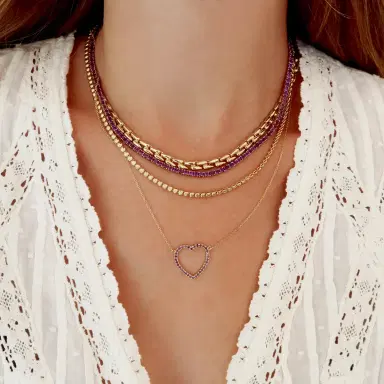 Jennifer Meyer Large Amethyst Open Heart Necklace | Thumbnail 3 Jennifer Meyer Large Amethyst Open Heart Necklace | Thumbnail 3