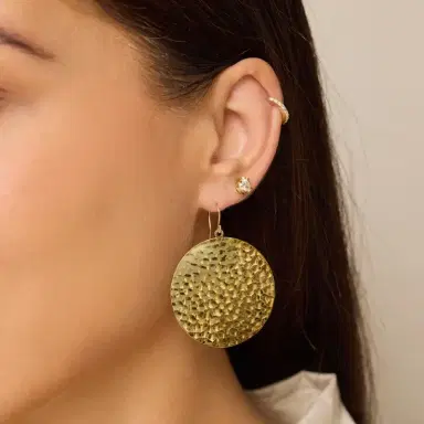 Jennifer Meyer Large Hammered Disc Earrings | Thumbnail 4