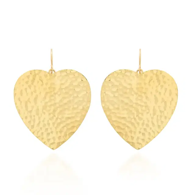Jennifer Meyer Large Hammered Heart Earrings