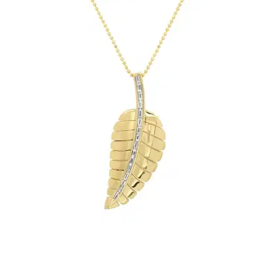 Jennifer Meyer Large Leaf Necklace With Baguette-Cut Diamond Detail | Thumbnail 1 Jennifer Meyer Large Leaf Necklace With Baguette-Cut Diamond Detail | Thumbnail 1
