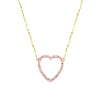 Jennifer Meyer Large Pink Sapphire Open Heart Necklace | Thumbnail 1 Jennifer Meyer Large Pink Sapphire Open Heart Necklace | Thumbnail 1