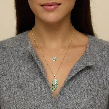 Jennifer Meyer Large Turquoise Leaf Necklace | Thumbnail 3