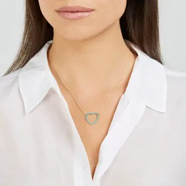 Jennifer Meyer Large Turquoise Open Heart Necklace | Thumbnail 4 Jennifer Meyer Large Turquoise Open Heart Necklace | Thumbnail 4