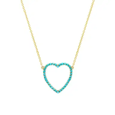 Jennifer Meyer Large Turquoise Open Heart Necklace | Thumbnail 1 Jennifer Meyer Large Turquoise Open Heart Necklace | Thumbnail 1