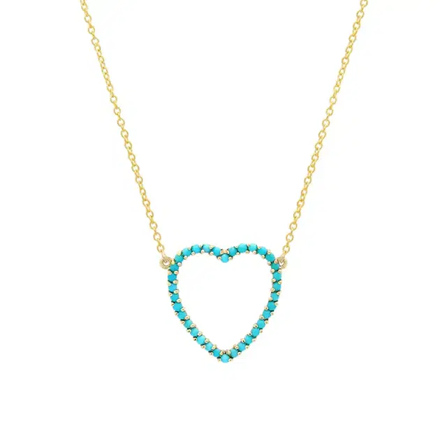 Jennifer Meyer Large Turquoise Open Heart Necklace