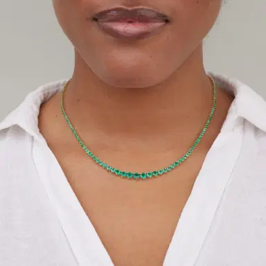 Jennifer Meyer Luxe Graduated 3-Prong Emerald Tennis Necklace | Thumbnail 4 Jennifer Meyer Luxe Graduated 3-Prong Emerald Tennis Necklace | Thumbnail 4